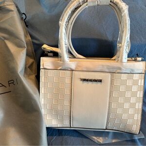 Tahari Cream Checkered Satchel